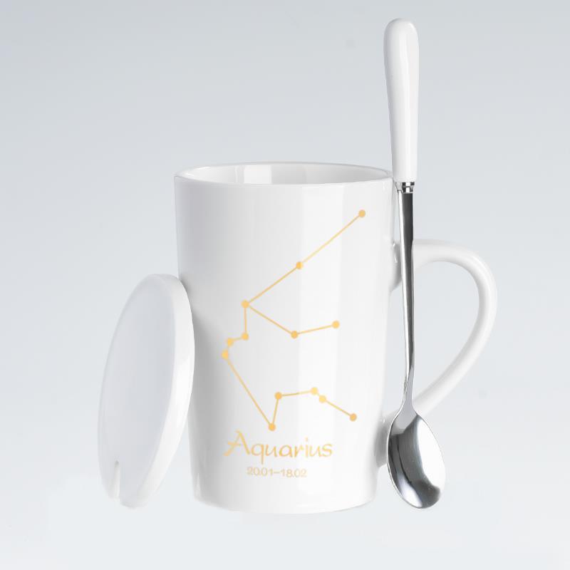 Creative Black Real Venus Constellation Cup Mug Coffee mug ceramic mug with lid spoon home office tumbler mug