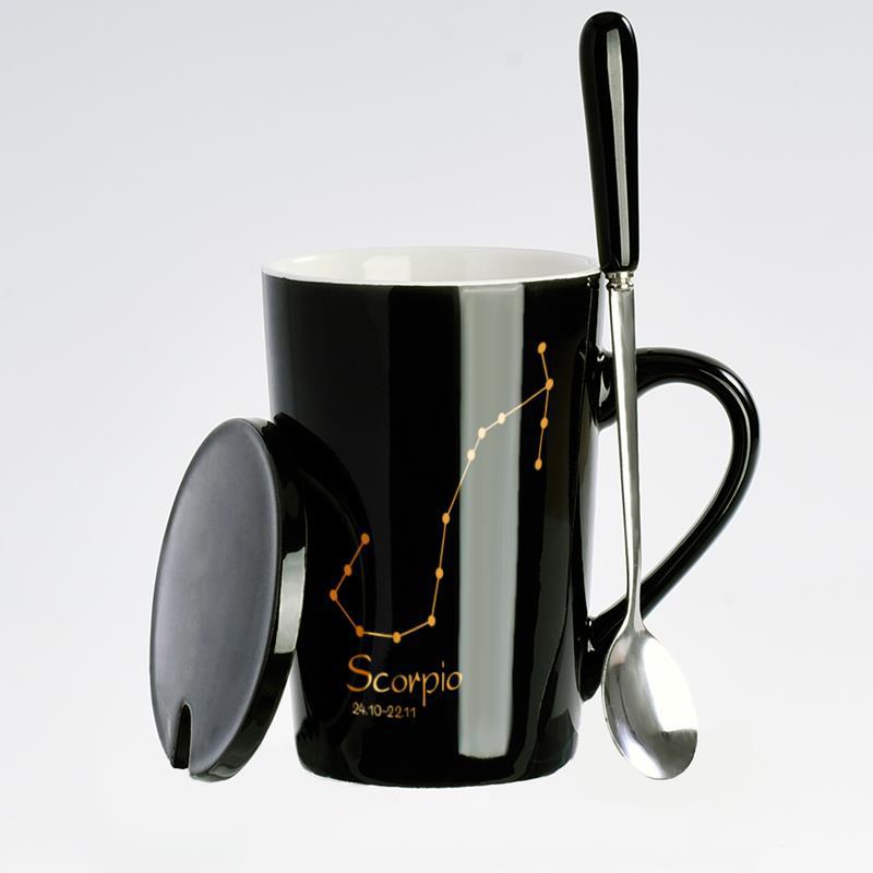 Creative Black Real Venus Constellation Cup Mug Coffee mug ceramic mug with lid spoon home office tumbler mug