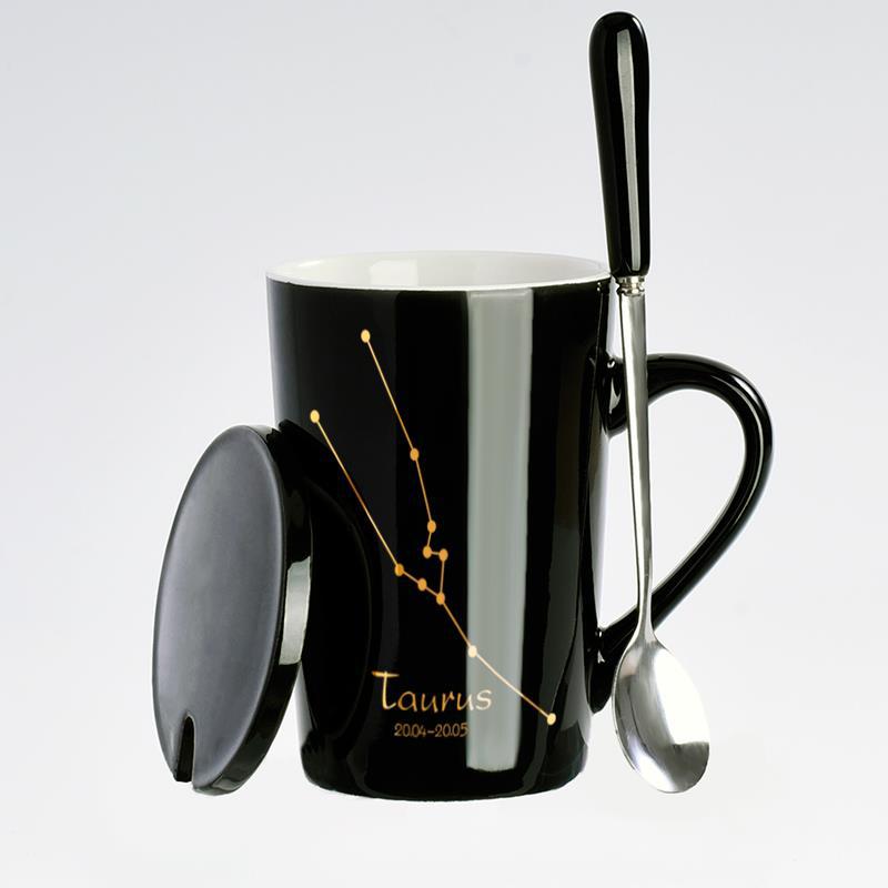 Creative Black Real Venus Constellation Cup Mug Coffee mug ceramic mug with lid spoon home office tumbler mug