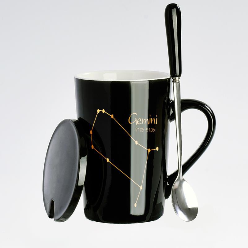 Creative Black Real Venus Constellation Cup Mug Coffee mug ceramic mug with lid spoon home office tumbler mug