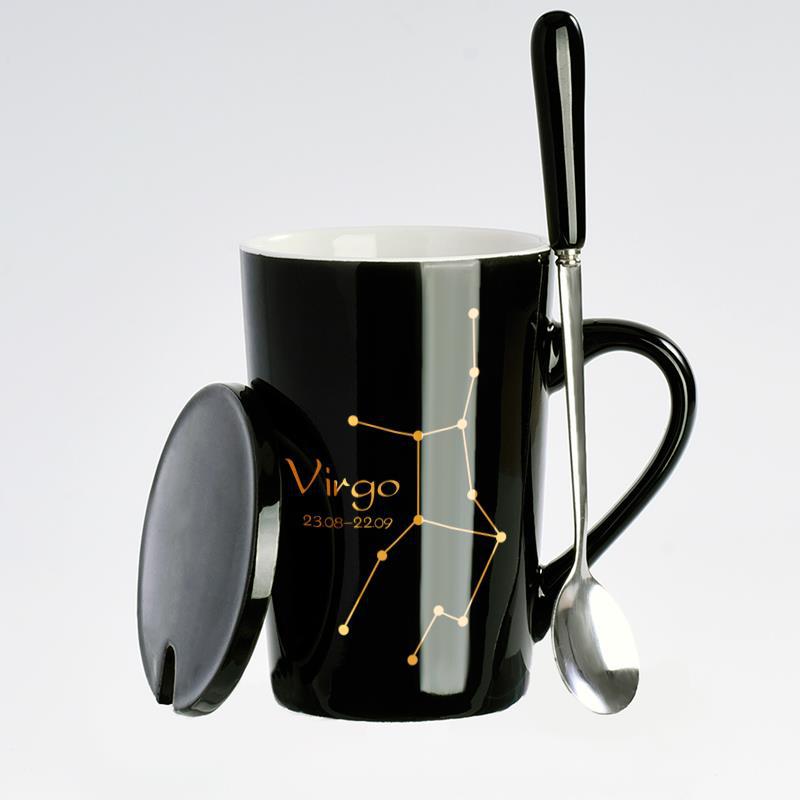 Creative Black Real Venus Constellation Cup Mug Coffee mug ceramic mug with lid spoon home office tumbler mug