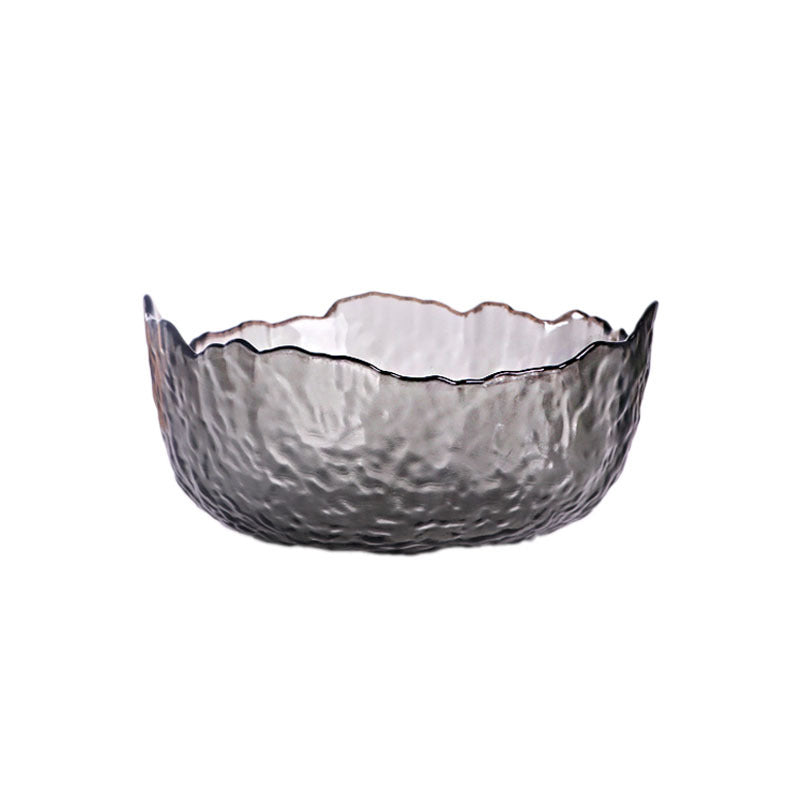 Japanese style hammer pattern gold rim glass bowl home heat resistant transparent irregular fruit salad bowl tableware noodle bowl wholesale