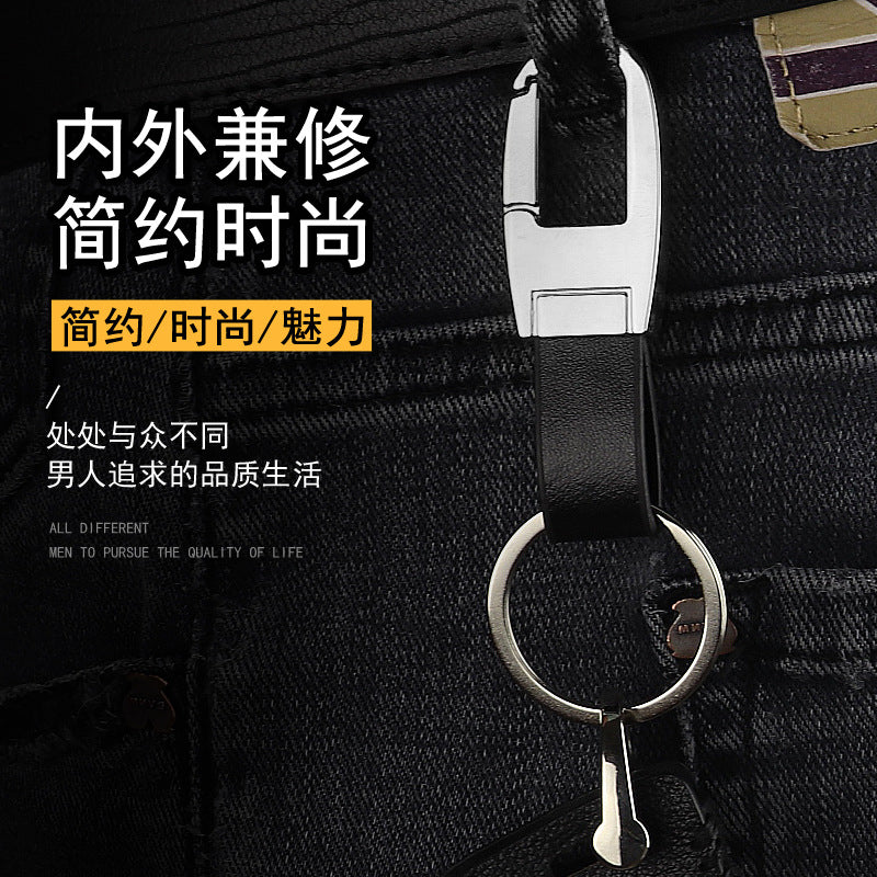 Car logo key pendant logo leather men's metal key chain car key ring accessories practical style optional
