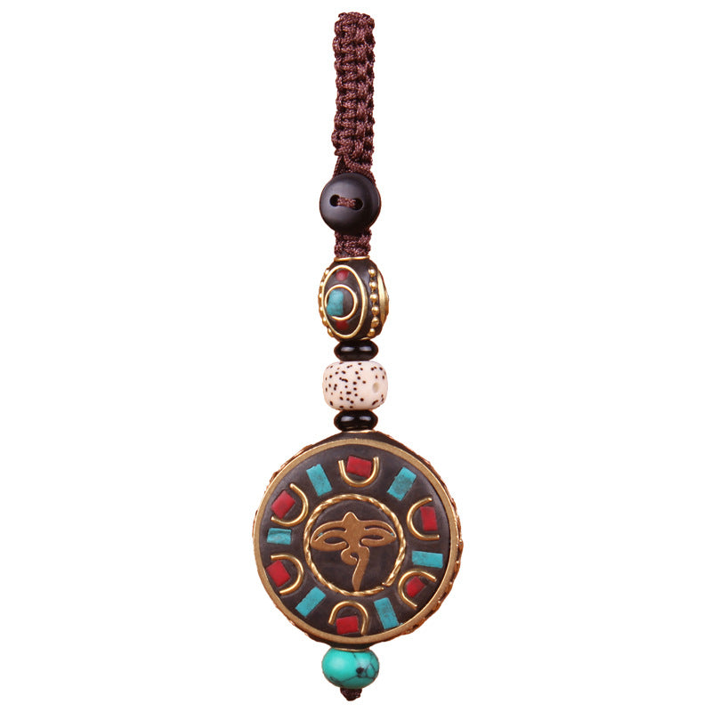 Nepal retro car key chain Bodhi key pendant high-end Ping An brand men's and women's bags handmade chain ornaments