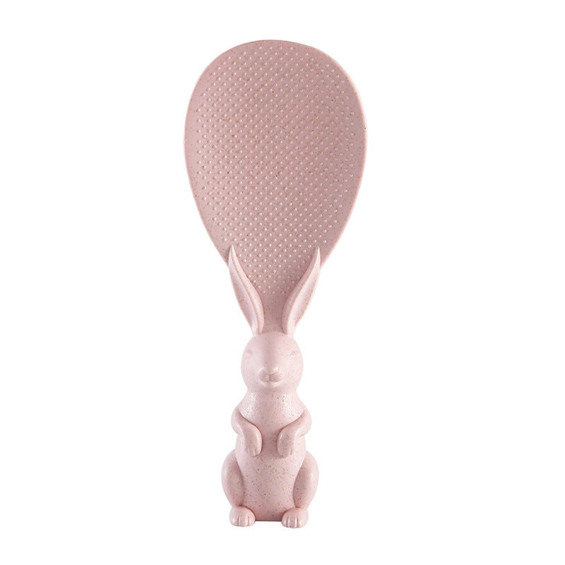 Wheat straw rabbit spoon can stand plastic rabbit rice spoon rice shovel household non-stick rice spoon kitchen serving rice spoon