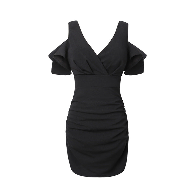 Nightclub bar women's deep v low-cut waist fashion bag hip short skirt night show topless overalls sexy dress