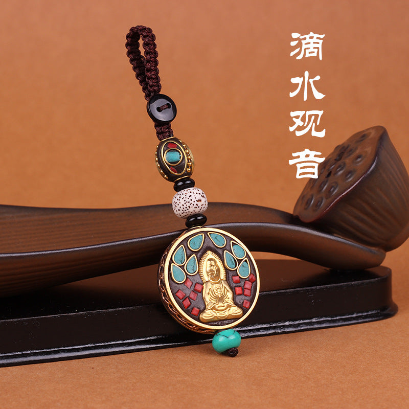 Nepal retro car key chain Bodhi key pendant high-end Ping An brand men's and women's bags handmade chain ornaments