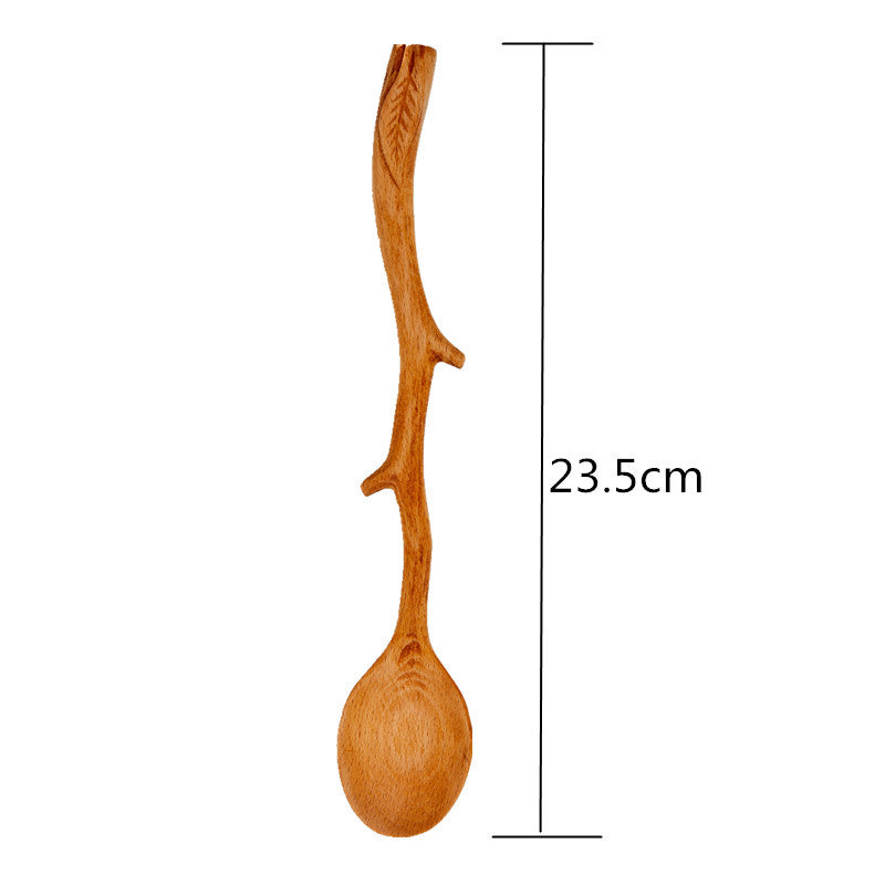 Japanese log spoon, handmade beech wooden spoon, special-shaped long-handled spoon, coffee mixing spoon, and spoon can be engraved with logo