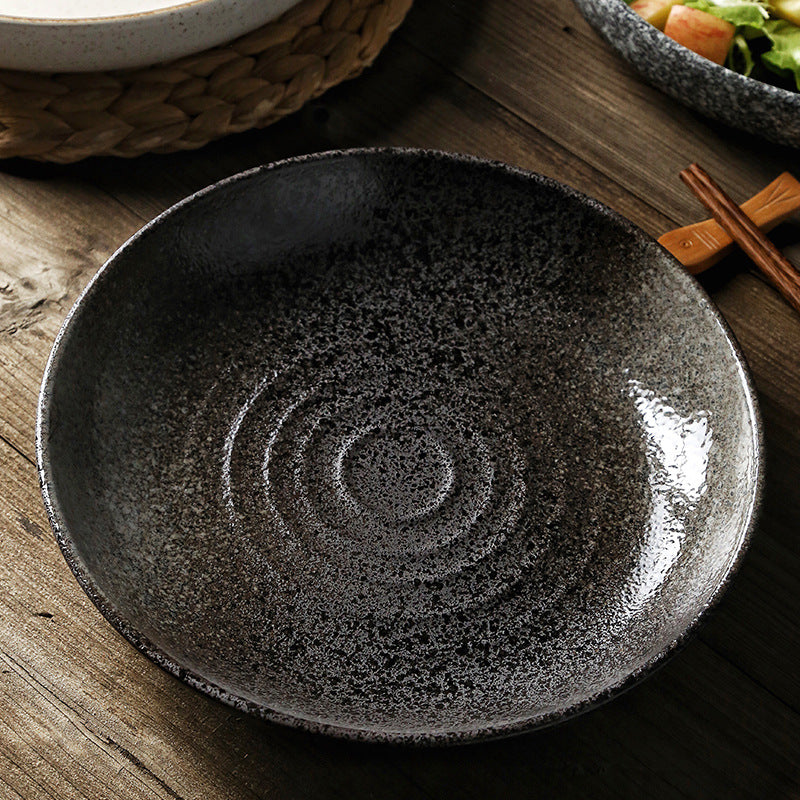 Japanese Deep Dish Restaurant Round Ceramic Plate Home 10 Inch Salad Dish Plate Kitchen Creative Tableware Soup Plate
