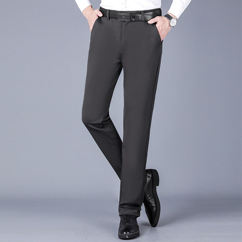 2025 spring/summer new stretch men's slacks young and middle-aged four-sided stretch men's pants thin men's straight length pants