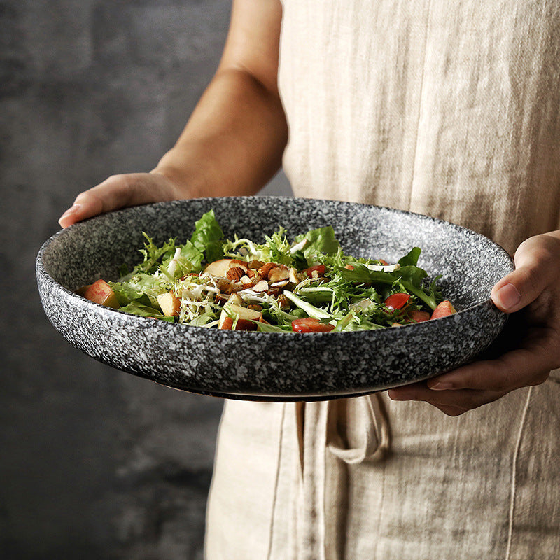 Japanese Deep Dish Restaurant Round Ceramic Plate Home 10 Inch Salad Dish Plate Kitchen Creative Tableware Soup Plate