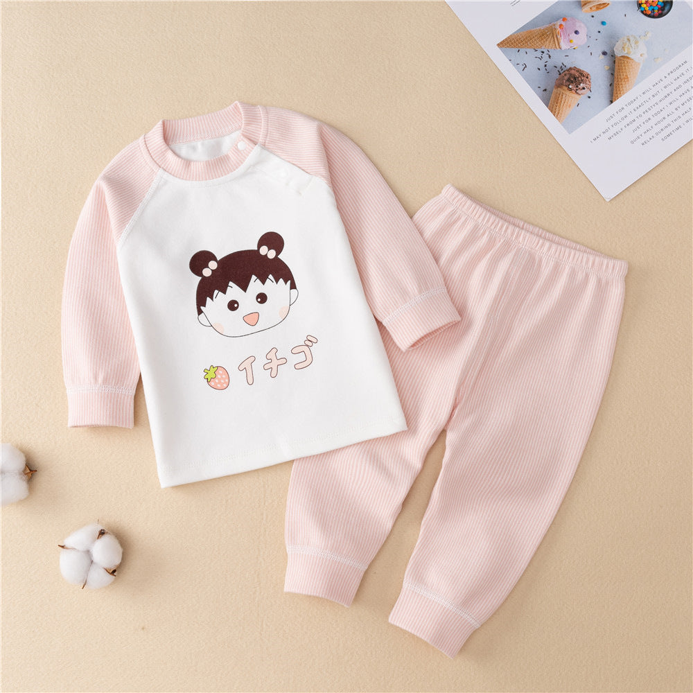 Girls' autumn clothes new baby boy home set Korean cartoon boy thickened autumn clothes and autumn pants underwear two-piece set