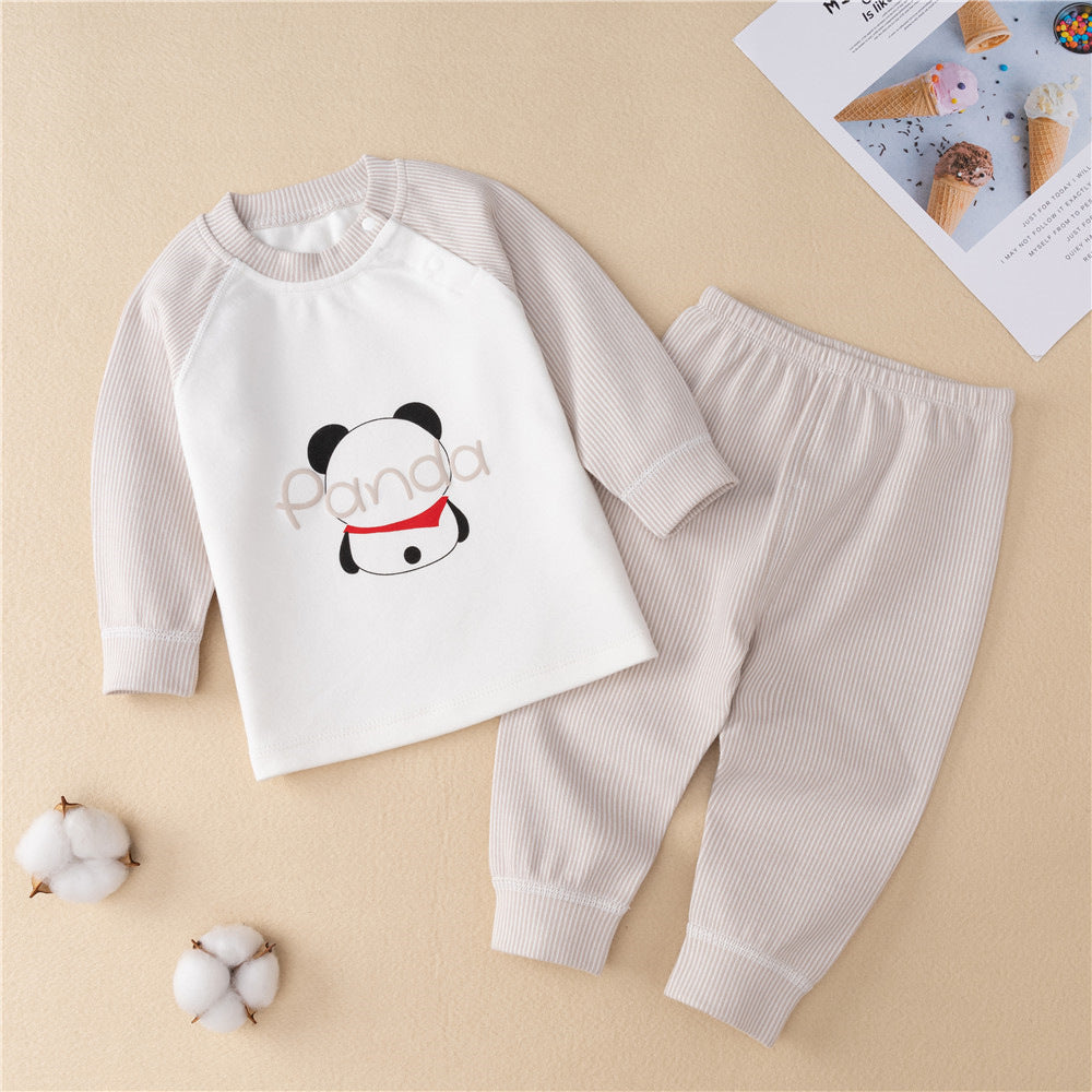 Girls' autumn clothes new baby boy home set Korean cartoon boy thickened autumn clothes and autumn pants underwear two-piece set