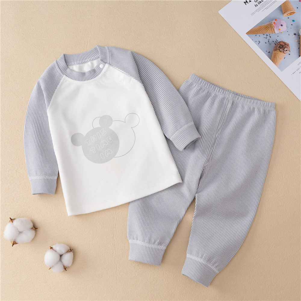 Girls' autumn clothes new baby boy home set Korean cartoon boy thickened autumn clothes and autumn pants underwear two-piece set
