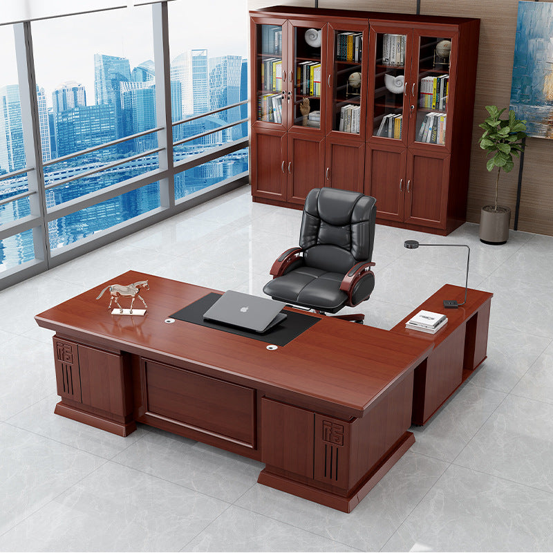 Chinese traditional office furniture: classic atmosphere, multi-functional solid wood boss desk, executive desk, desk and chair combination