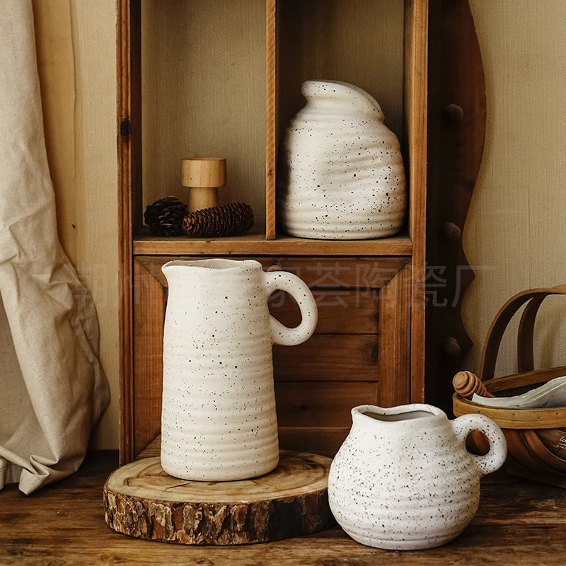 Meijiahui pastoral style ceramic vase ornaments, living room soft decoration ins, high-end sense retro home art flowers