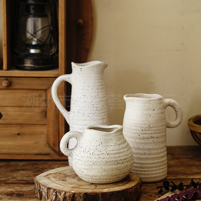 Meijiahui pastoral style ceramic vase ornaments, living room soft decoration ins, high-end sense retro home art flowers