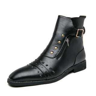 Plus Size Men's Boots Autumn New Men's Martin Boots British Style Pointed Toe Casual Single Shoes Vintage High Top Leather Boots 3057