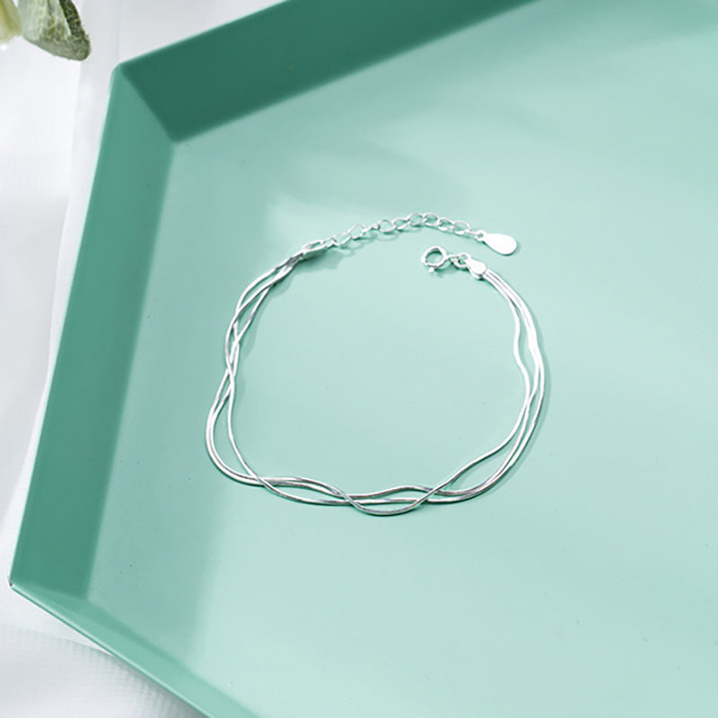 Korean version of simple double-layer snake bone bracelet women's forest fashion small fresh multi-layer hand ornaments, girlfriends, personality jewelry new style