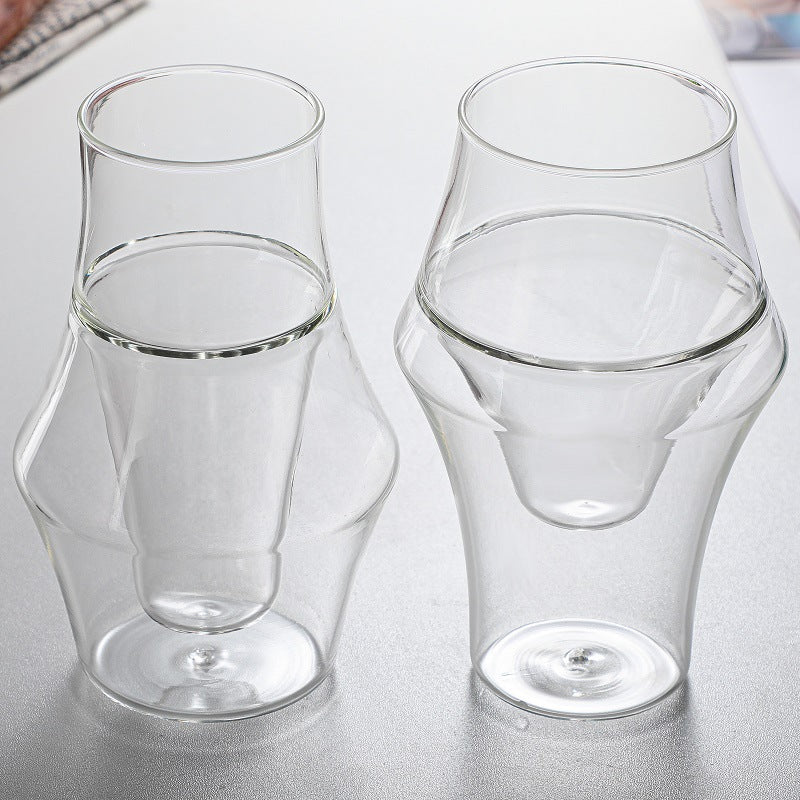 Manufacturers supply new double-layer single-mouth coffee cup sharing pot set high borosilicate heat-resistant glass cup spot