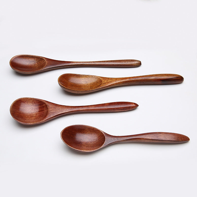 Nanmu Japanese Style Wooden Spoon Home Tableware Dessert Spoon Solid Wood Lacquer Soup Spoon Honey Coffee Stirring Spoon Wholesale