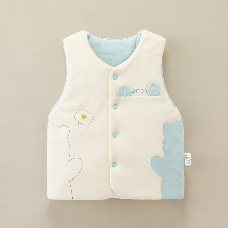Baby vest autumn and winter cotton thickening, baby spring and autumn cotton wear class A men's and women's warm vests