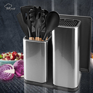 Storage knife holder bucketstainless steel knife holder drainable knife rack large and small kitchen knife holder kitchen supplies storage rack