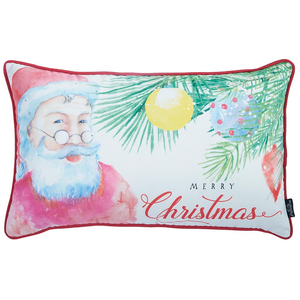 Merry Christmas Santa Decorative Lumbar Throw Pillow Cover