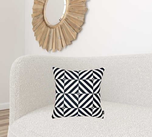 Black and White Geometric Diagram Decorative Throw Pillow Cover