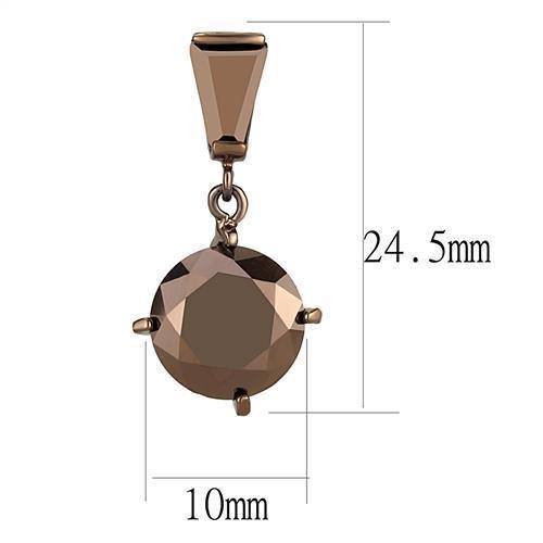 3W1133 - IP Coffee light Brass Earrings with AAA Grade CZ in Light Co