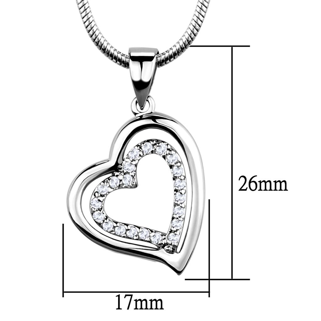 3W841 - Rhodium Brass Chain Pendant with AAA Grade CZ in Clear
