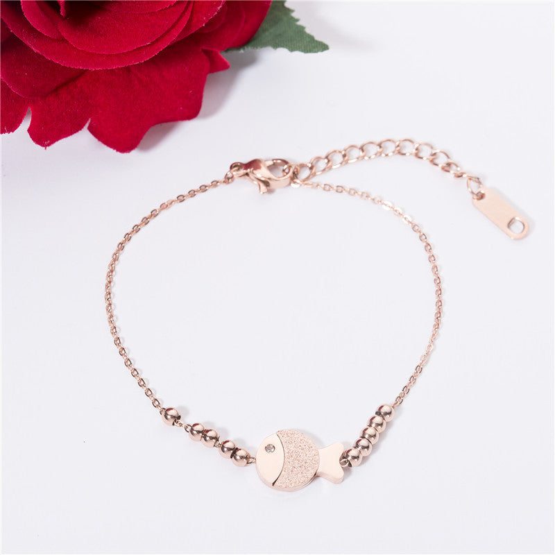 Korean version fashion cute single-layer clownfish bracelet anklet women's titanium steel rose gold bracelet jewelry wholesale