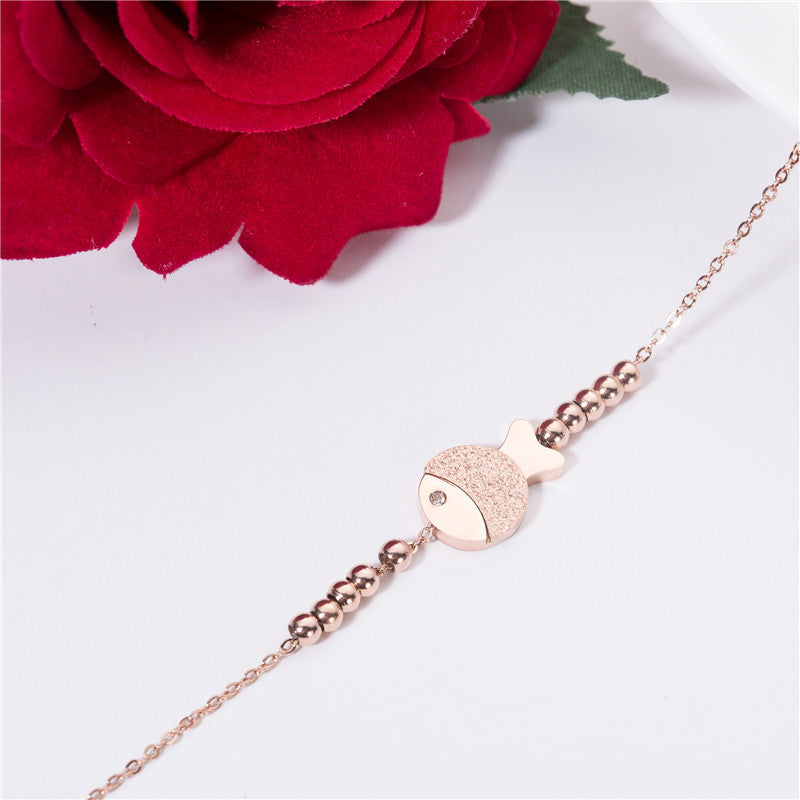 Korean version fashion cute single-layer clownfish bracelet anklet women's titanium steel rose gold bracelet jewelry wholesale