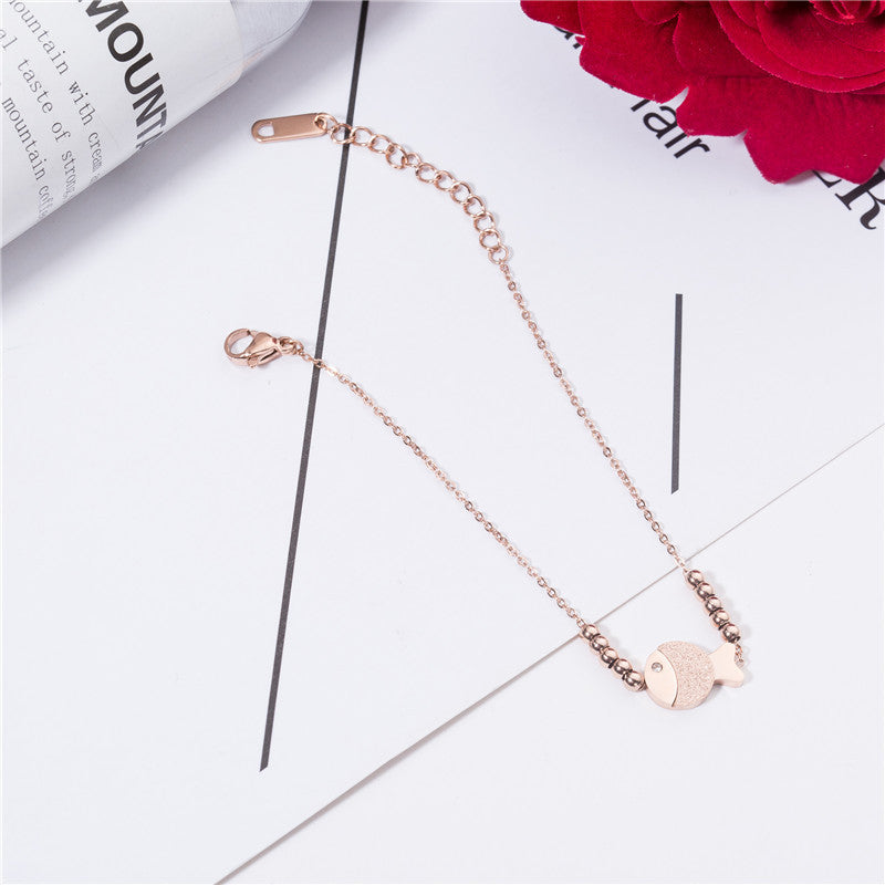 Korean version fashion cute single-layer clownfish bracelet anklet women's titanium steel rose gold bracelet jewelry wholesale
