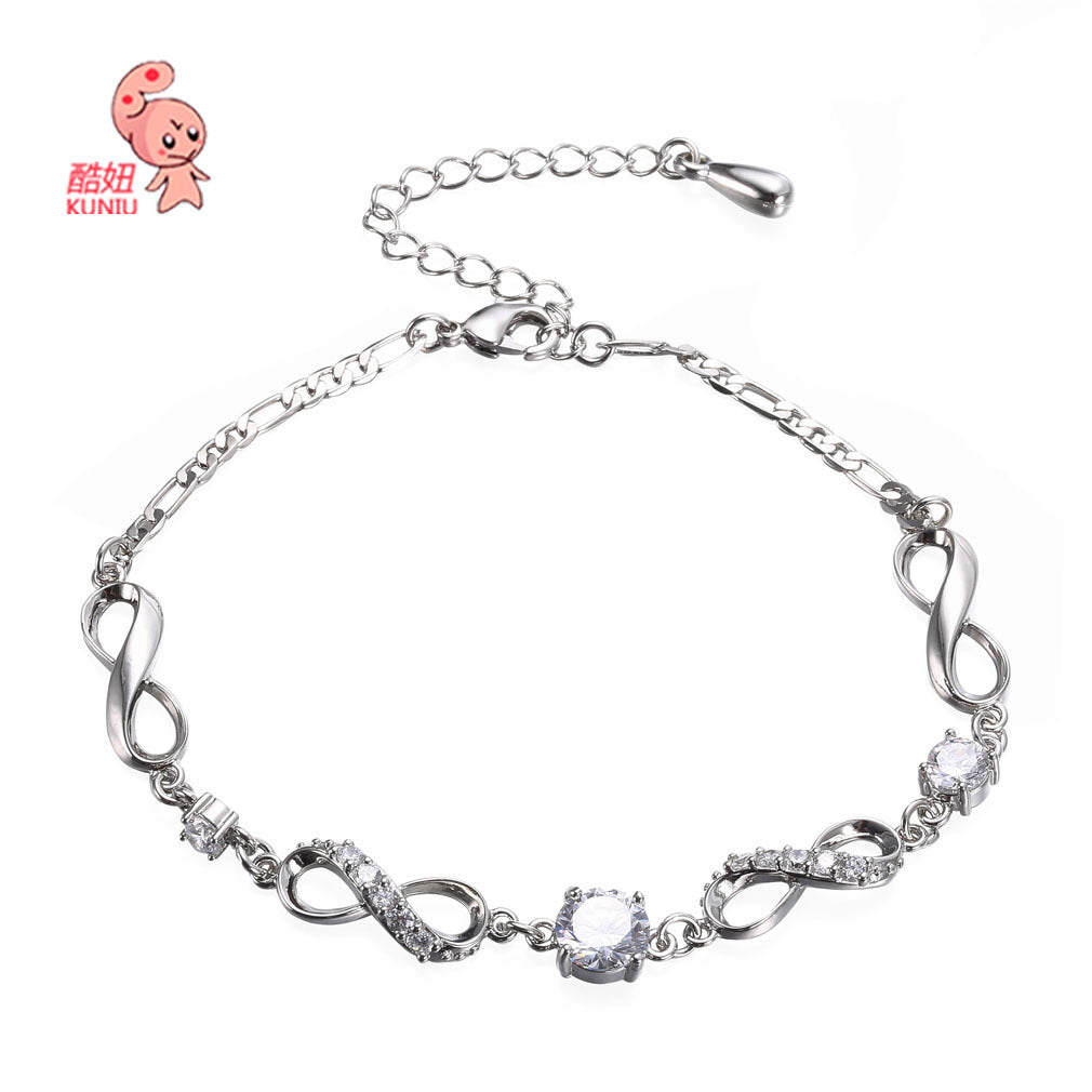 ebay Japanese and Korean fashion personality 8 type bracelet jewelry copper bottom girl simple and versatile anklet manufacturer one piece direct sale