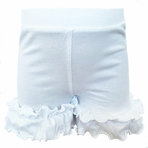 AnnLoren Girls White Knit Ruffle Shorts Summer Camp Clothing