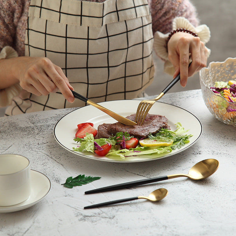 Food grade 304 stainless steel high-grade Portuguese western cutlery set steak main dinner knife, dessert fork spoon chopsticks