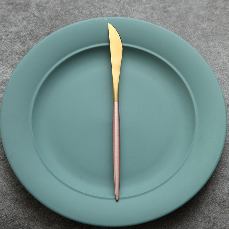 Food grade 304 stainless steel high-grade Portuguese western cutlery set steak main dinner knife, dessert fork spoon chopsticks