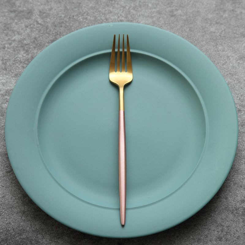 Food grade 304 stainless steel high-grade Portuguese western cutlery set steak main dinner knife, dessert fork spoon chopsticks