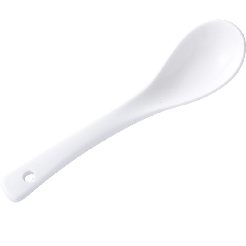 Pure white ceramic tableware spoon crooked fork spoon Chinese rice spoon thickened western restaurant hotel soup spoon wholesale