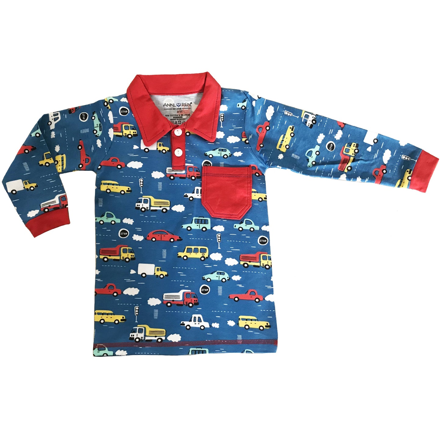 AnnLoren Toddler & Big Boys Long Sleeve Polo Shirt with Pocket