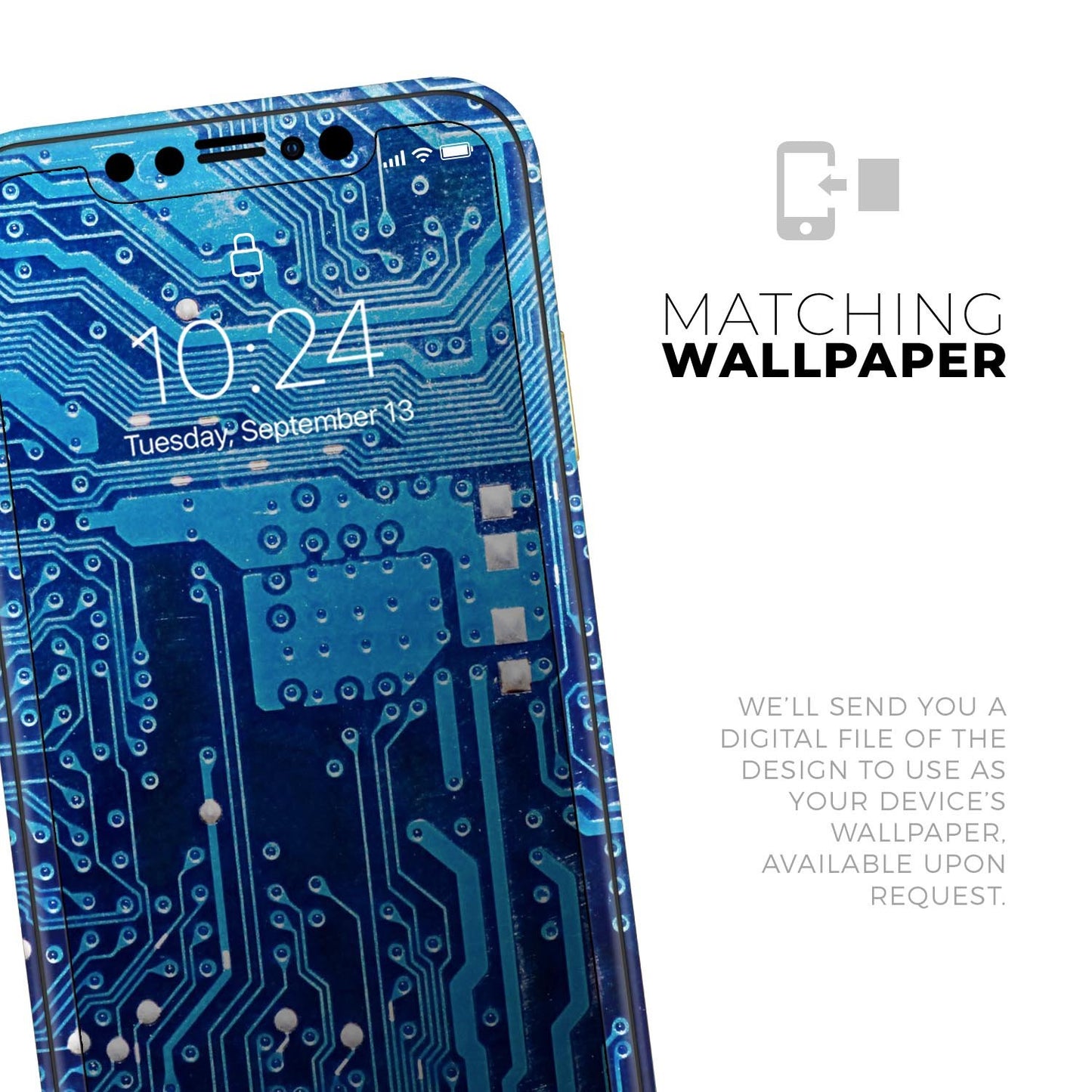 Blue Circuit Board V1 - Skin-Kit compatible with the Apple iPhone 13,