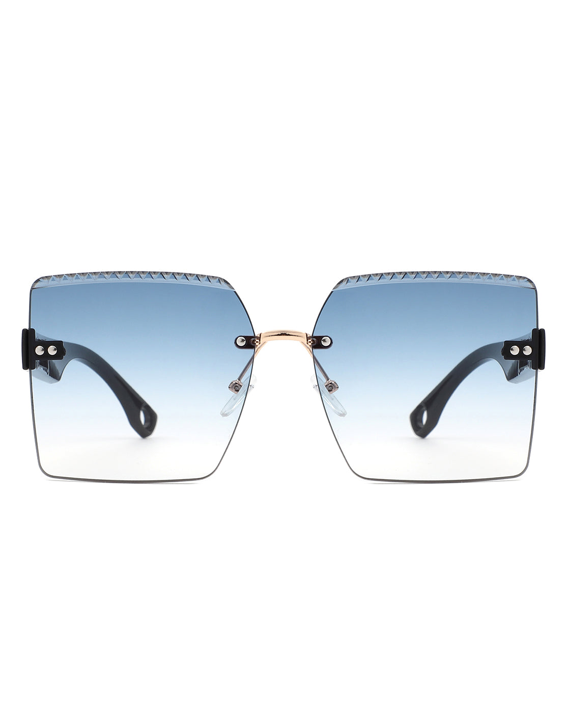 Zephyr - Oversized Tinted Curved Lens Square Fashion Sunglasses