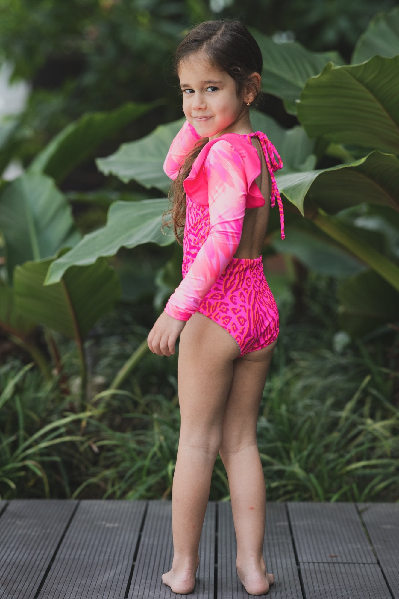 Tie Dye Leopard - One Piece Long Sleeve - Kids Swimwear