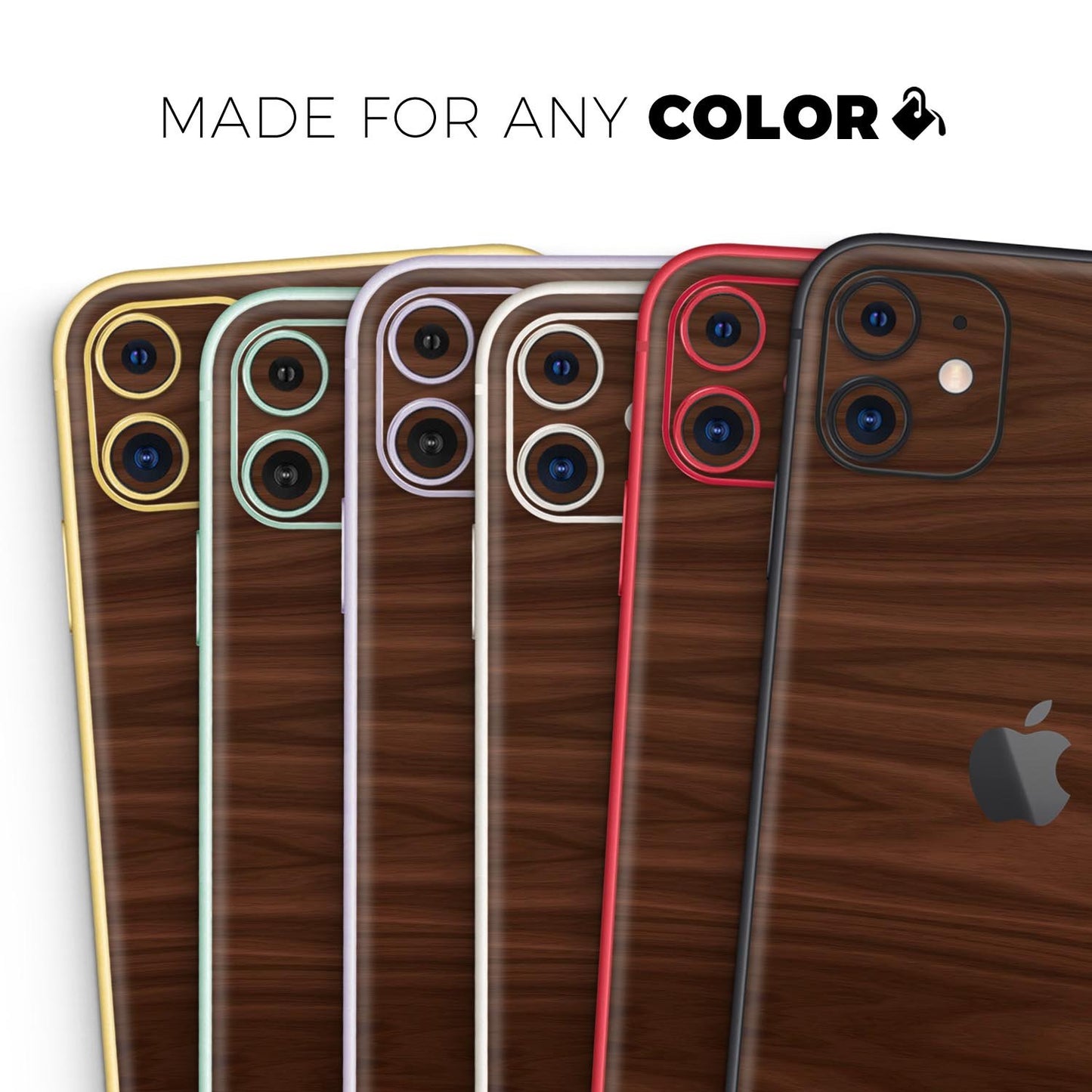 Dark Brown Wood Grain - Skin-Kit compatible with the Apple iPhone 13,