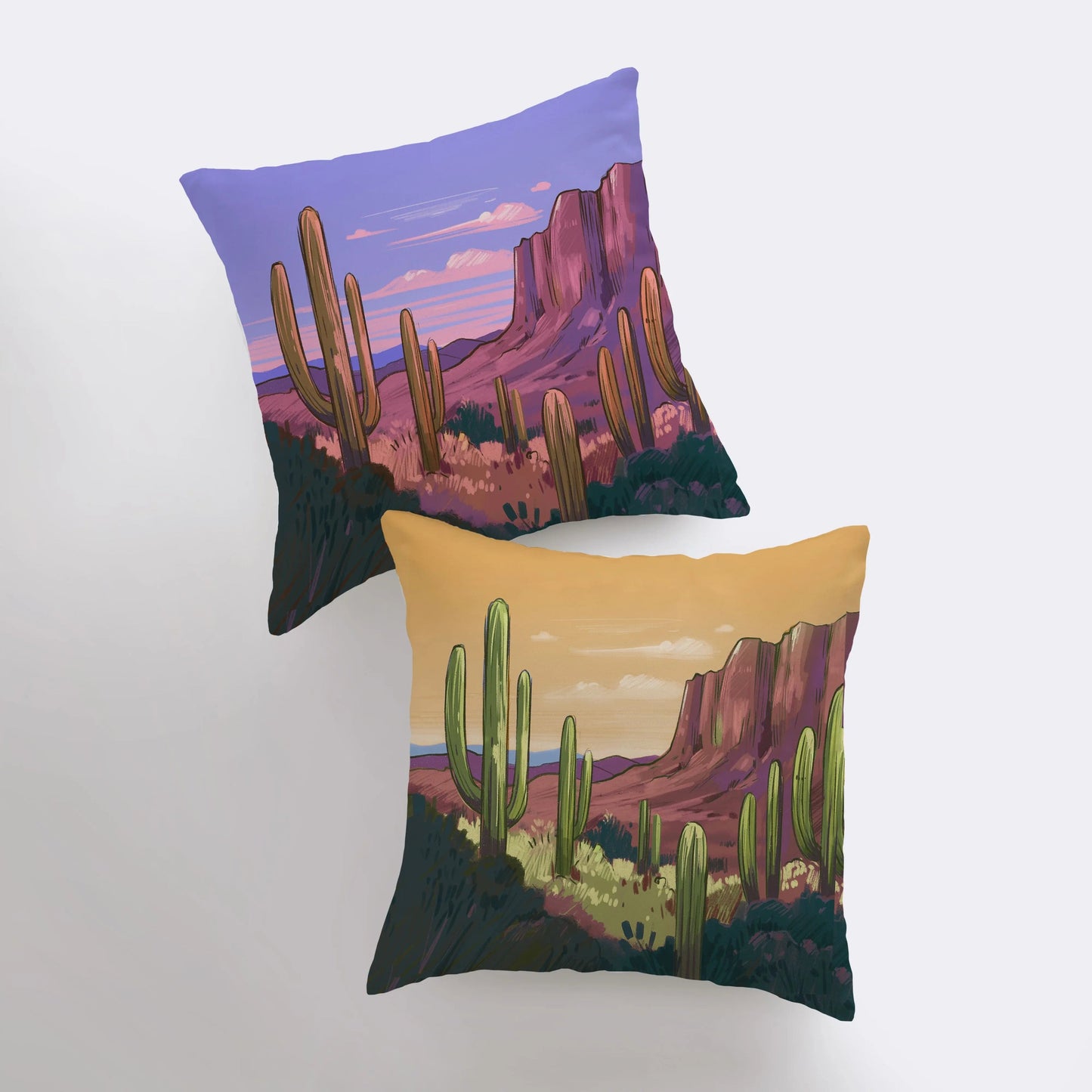 Desert Art | Arizona Sunrise and Purple Sunset | Desert Cactus |