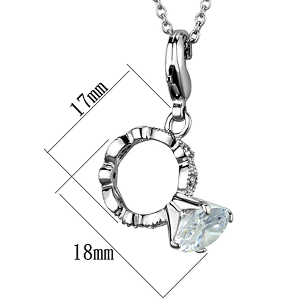 LO3490 - Rhodium Brass Pendant with AAA Grade CZ in Clear