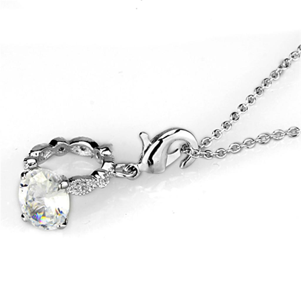 LO3490 - Rhodium Brass Pendant with AAA Grade CZ in Clear