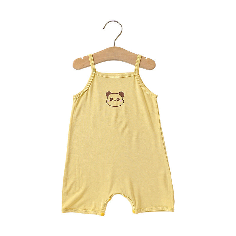 Baby suspender coveralls, sleeveless vests, bears, hayi, modal ice, silk, summer crawling clothes for boys and girls