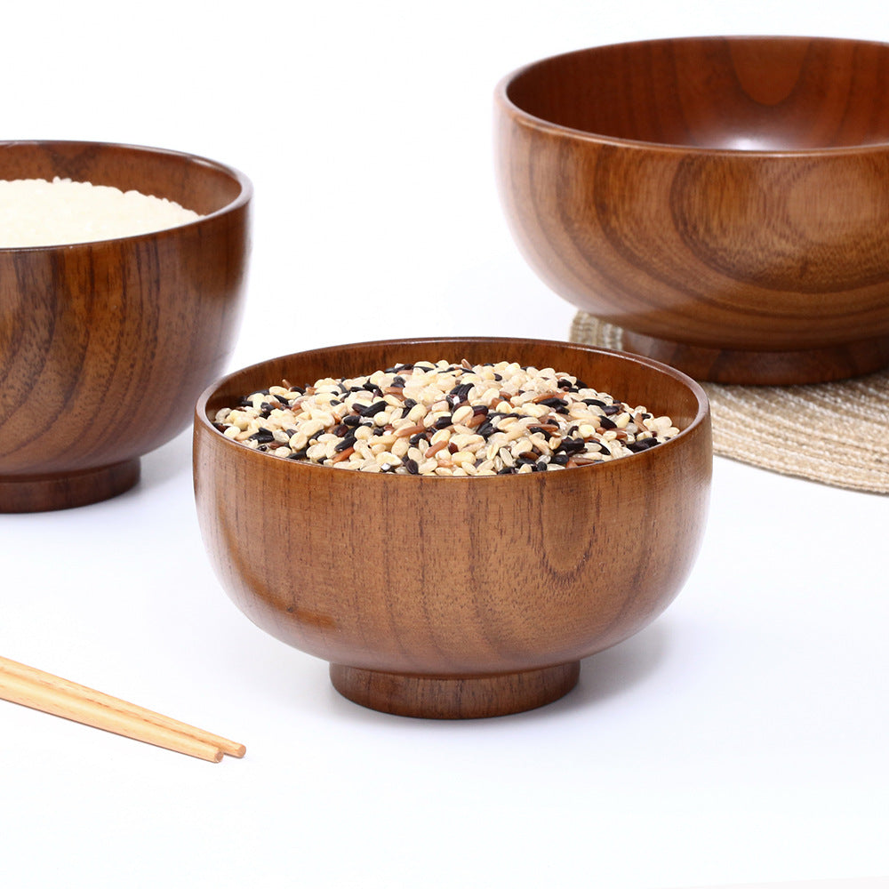 New Chinese Style Whole Wood Sour Jujube Wood Bowl Instant Noodle Bowl Soup Bowl Adult Children's Large Small Heat Insulation Drop Resistant Wholesale Tableware